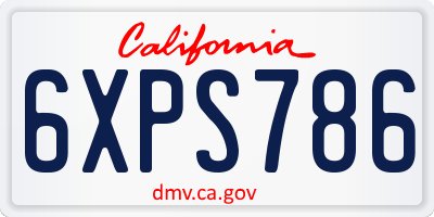 CA license plate 6XPS786