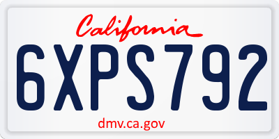 CA license plate 6XPS792