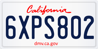 CA license plate 6XPS802
