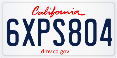 CA license plate 6XPS804
