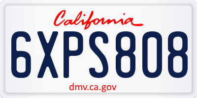 CA license plate 6XPS808