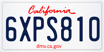CA license plate 6XPS810
