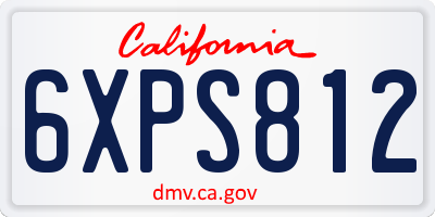 CA license plate 6XPS812