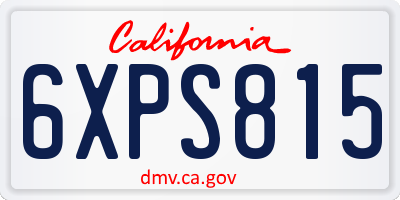 CA license plate 6XPS815