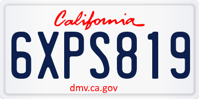 CA license plate 6XPS819