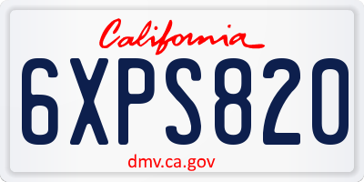 CA license plate 6XPS820
