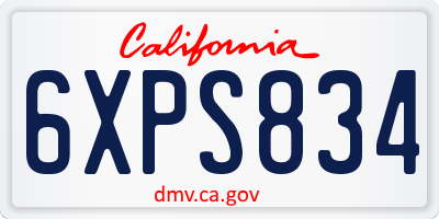CA license plate 6XPS834