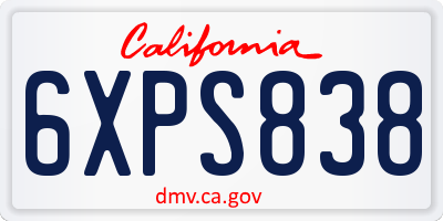 CA license plate 6XPS838