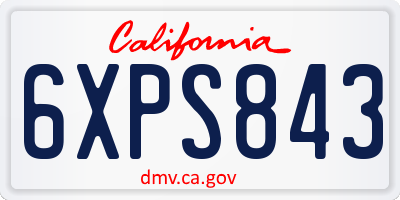 CA license plate 6XPS843