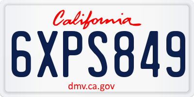 CA license plate 6XPS849