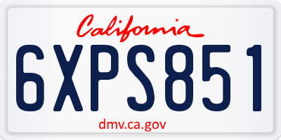CA license plate 6XPS851