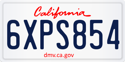 CA license plate 6XPS854