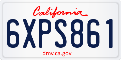 CA license plate 6XPS861