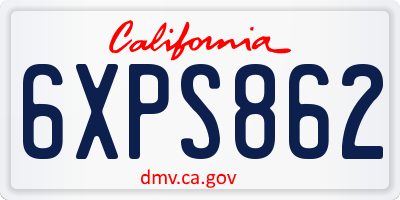 CA license plate 6XPS862