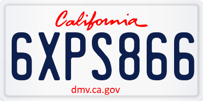 CA license plate 6XPS866