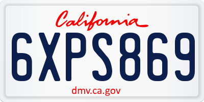 CA license plate 6XPS869
