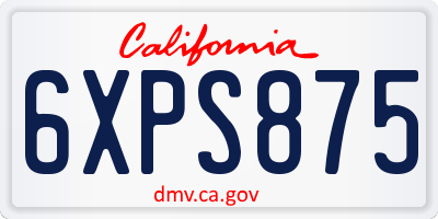 CA license plate 6XPS875
