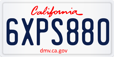 CA license plate 6XPS880