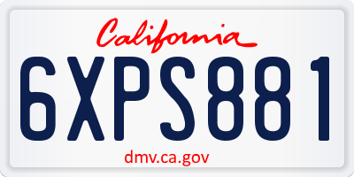 CA license plate 6XPS881