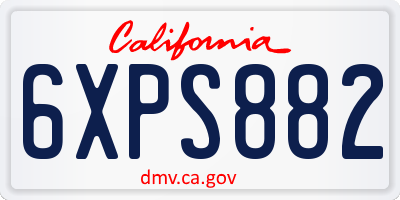 CA license plate 6XPS882