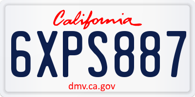 CA license plate 6XPS887
