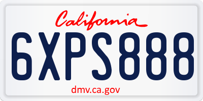 CA license plate 6XPS888