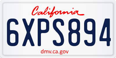 CA license plate 6XPS894