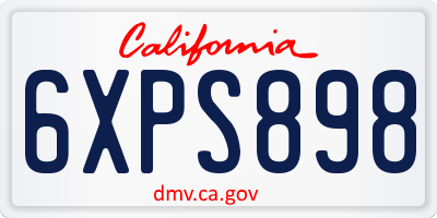 CA license plate 6XPS898