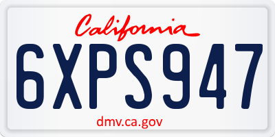 CA license plate 6XPS947