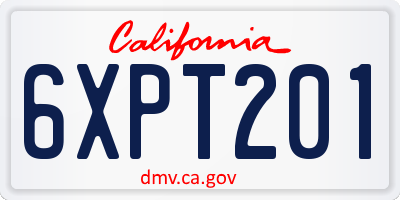 CA license plate 6XPT201