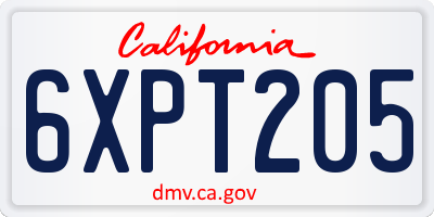 CA license plate 6XPT205