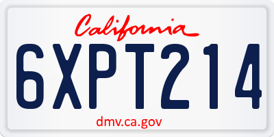 CA license plate 6XPT214