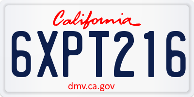 CA license plate 6XPT216