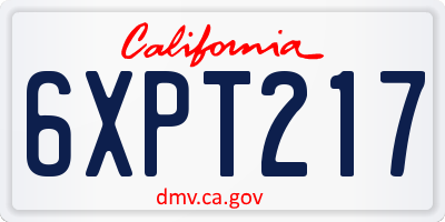CA license plate 6XPT217