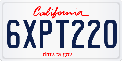 CA license plate 6XPT220