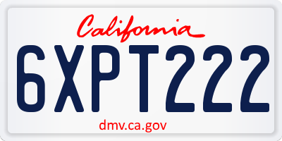 CA license plate 6XPT222