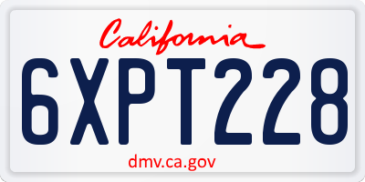 CA license plate 6XPT228