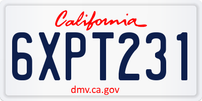 CA license plate 6XPT231
