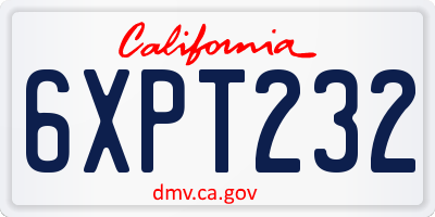 CA license plate 6XPT232