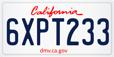 CA license plate 6XPT233
