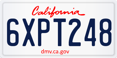 CA license plate 6XPT248