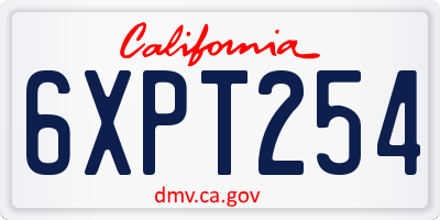 CA license plate 6XPT254