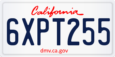 CA license plate 6XPT255
