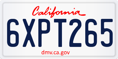 CA license plate 6XPT265