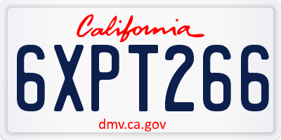 CA license plate 6XPT266