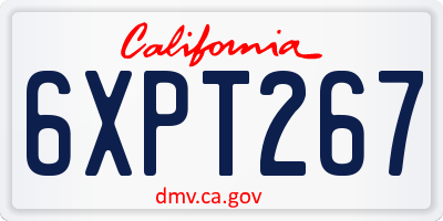 CA license plate 6XPT267