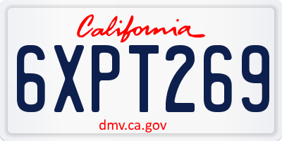 CA license plate 6XPT269