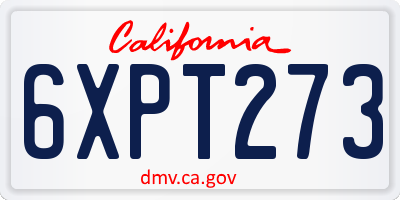CA license plate 6XPT273