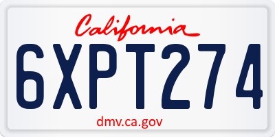 CA license plate 6XPT274