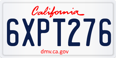 CA license plate 6XPT276